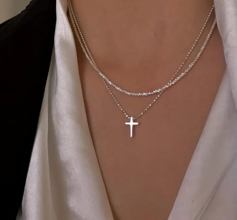 VIROMY Gold Cross Necklace for Women 14K Gold Plated Cute Sidways Cross Pendant Choker Necklaces Simple Trendy Everyday Jewelry for Women - Image 2